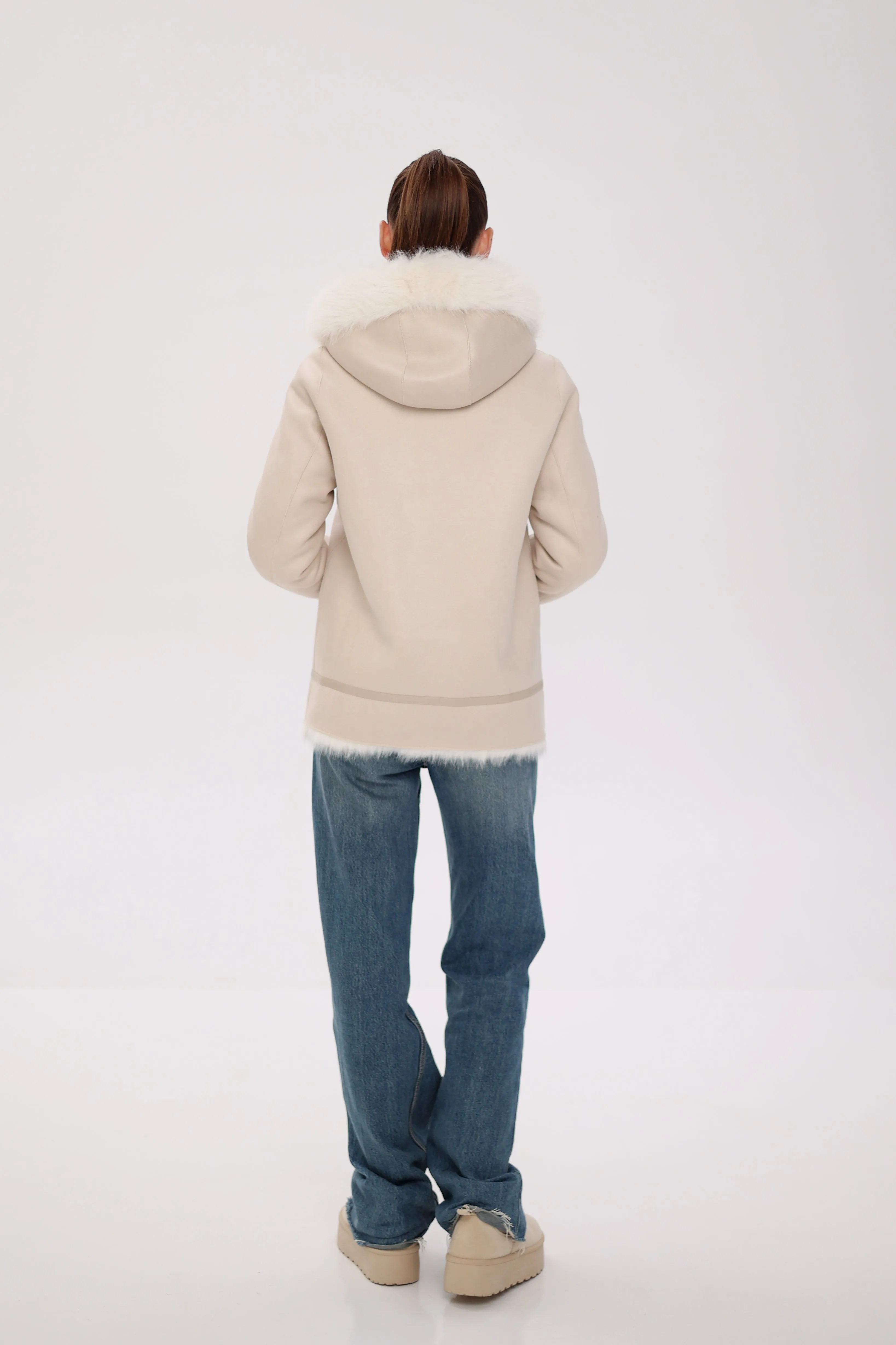 ⇆ Reversible Hooded Wool Blend Jacket
