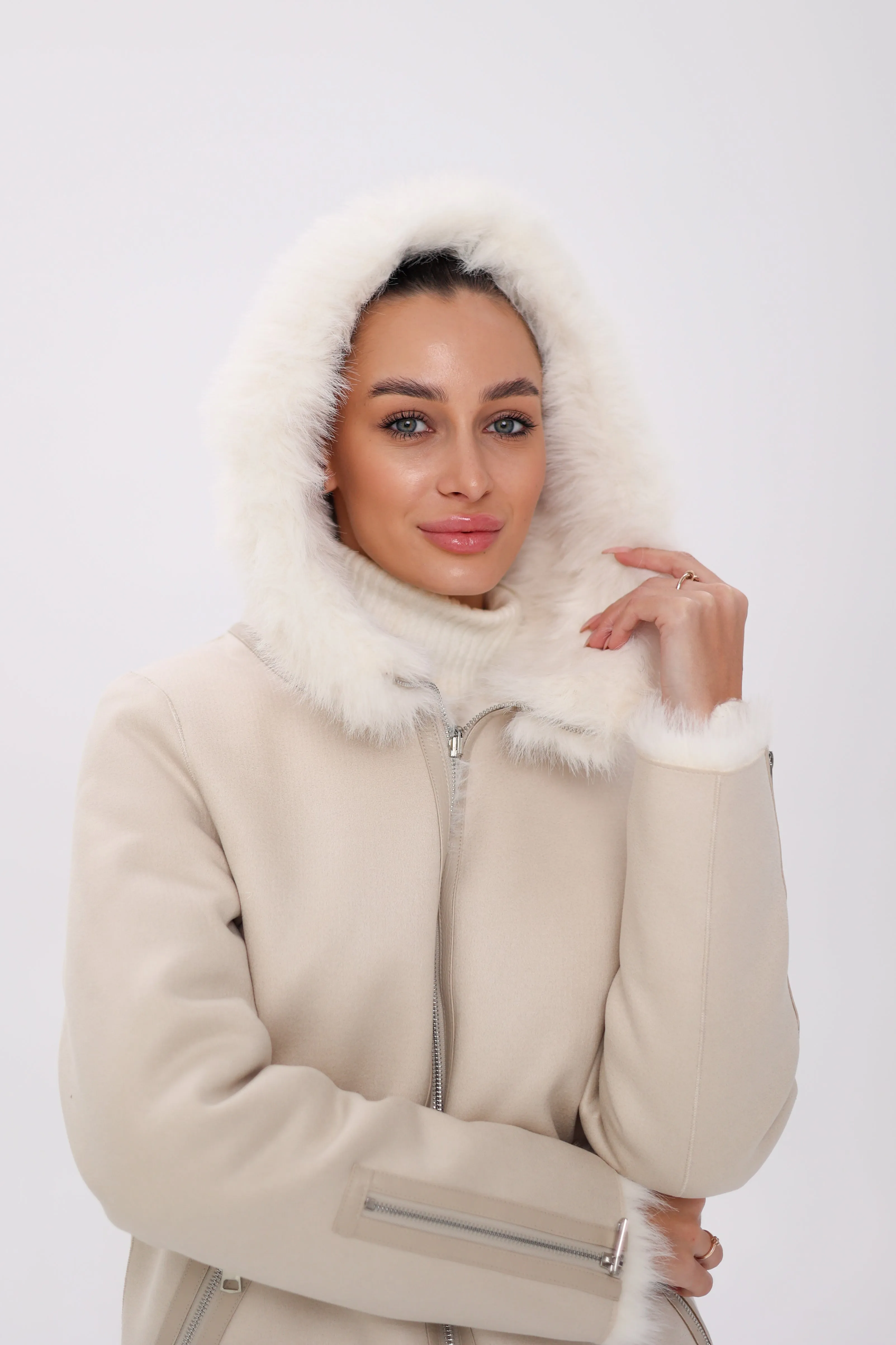⇆ Reversible Hooded Wool Blend Jacket
