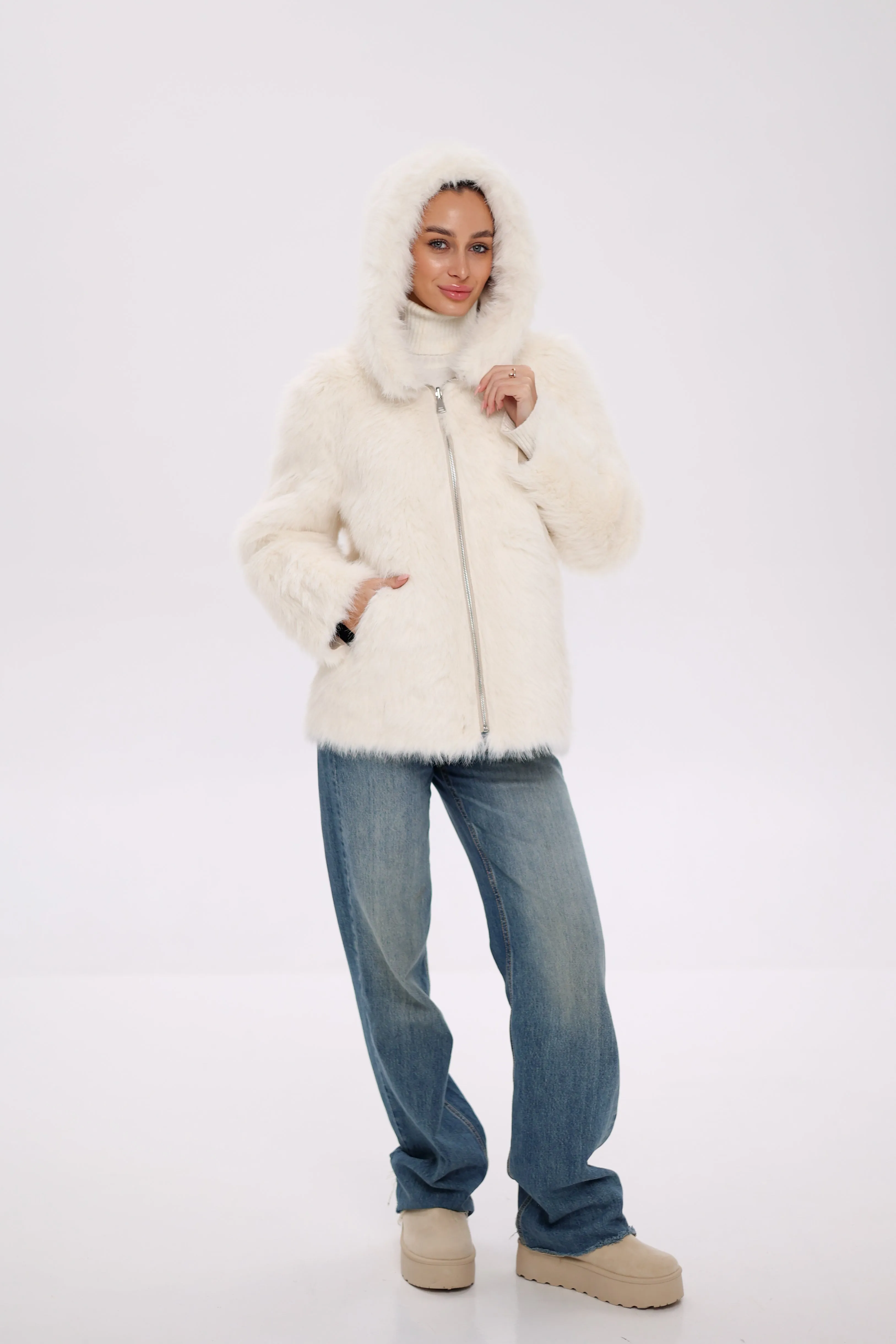 ⇆ Reversible Hooded Wool Blend Jacket
