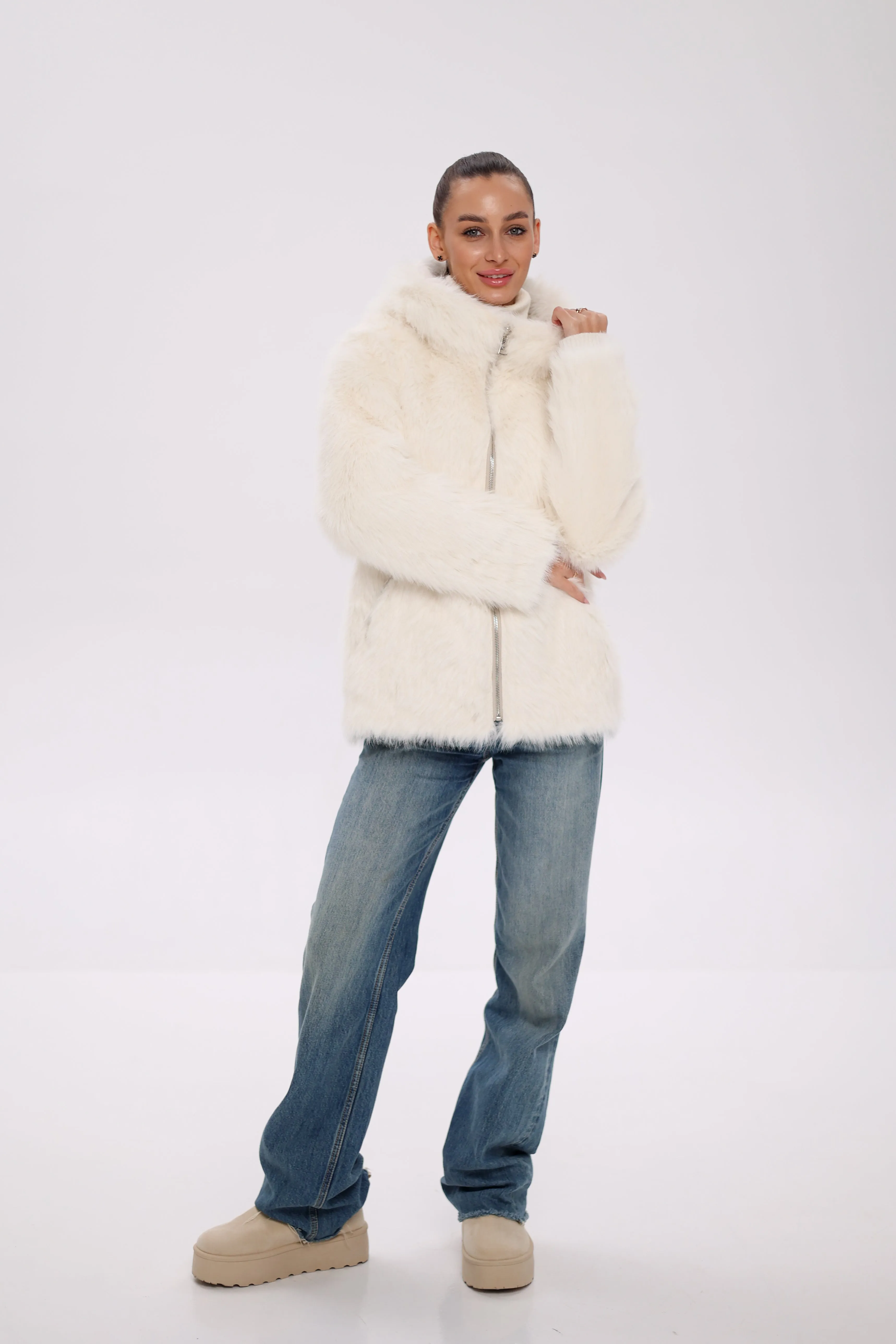 ⇆ Reversible Hooded Wool Blend Jacket