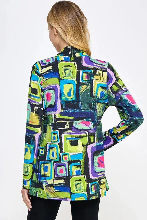 019- Jostar Lime and Multi Geometric Draped Jacket