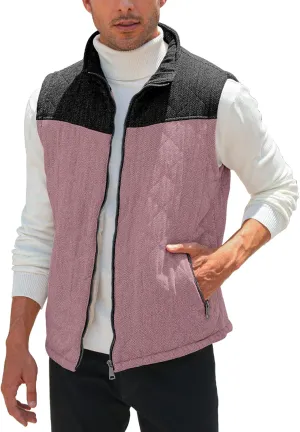 Aoysky Men's Quilted Fleece Vest Stand Collar Full Zip Outdoor Warm Waistcoat Sleeveless Casual Outwear Vest Jacket