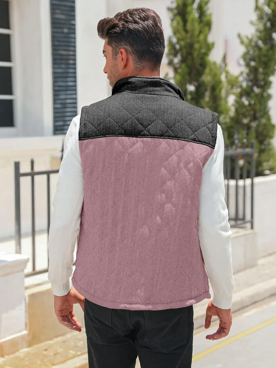 Aoysky Men's Quilted Fleece Vest Stand Collar Full Zip Outdoor Warm Waistcoat Sleeveless Casual Outwear Vest Jacket