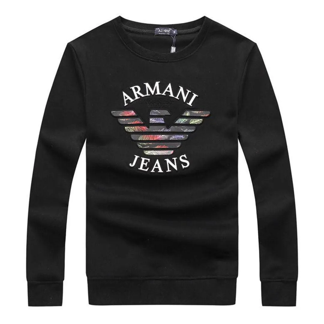Armani Jeans  Color  Monogram Logo Sweatshirt-Black