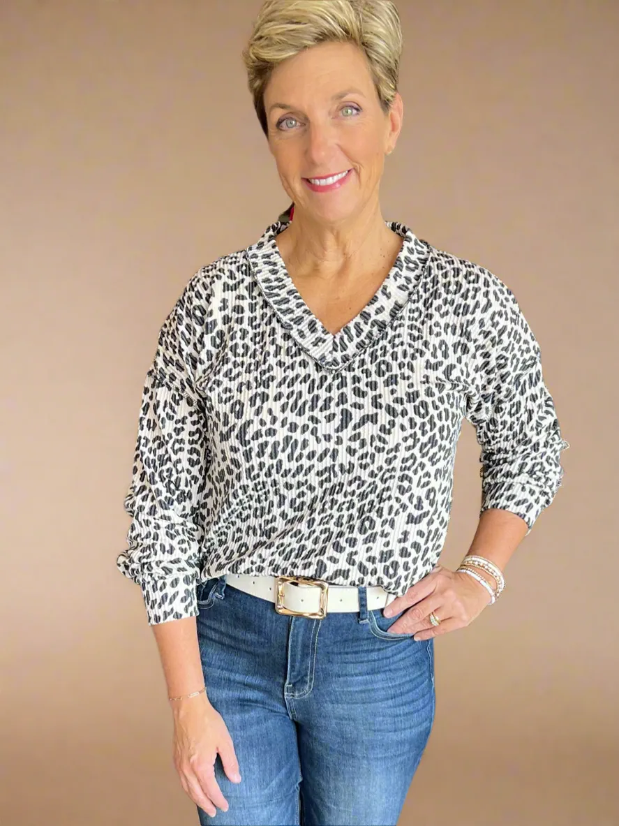 Ashton Animal Print Puff Sleeve Top in Curvy