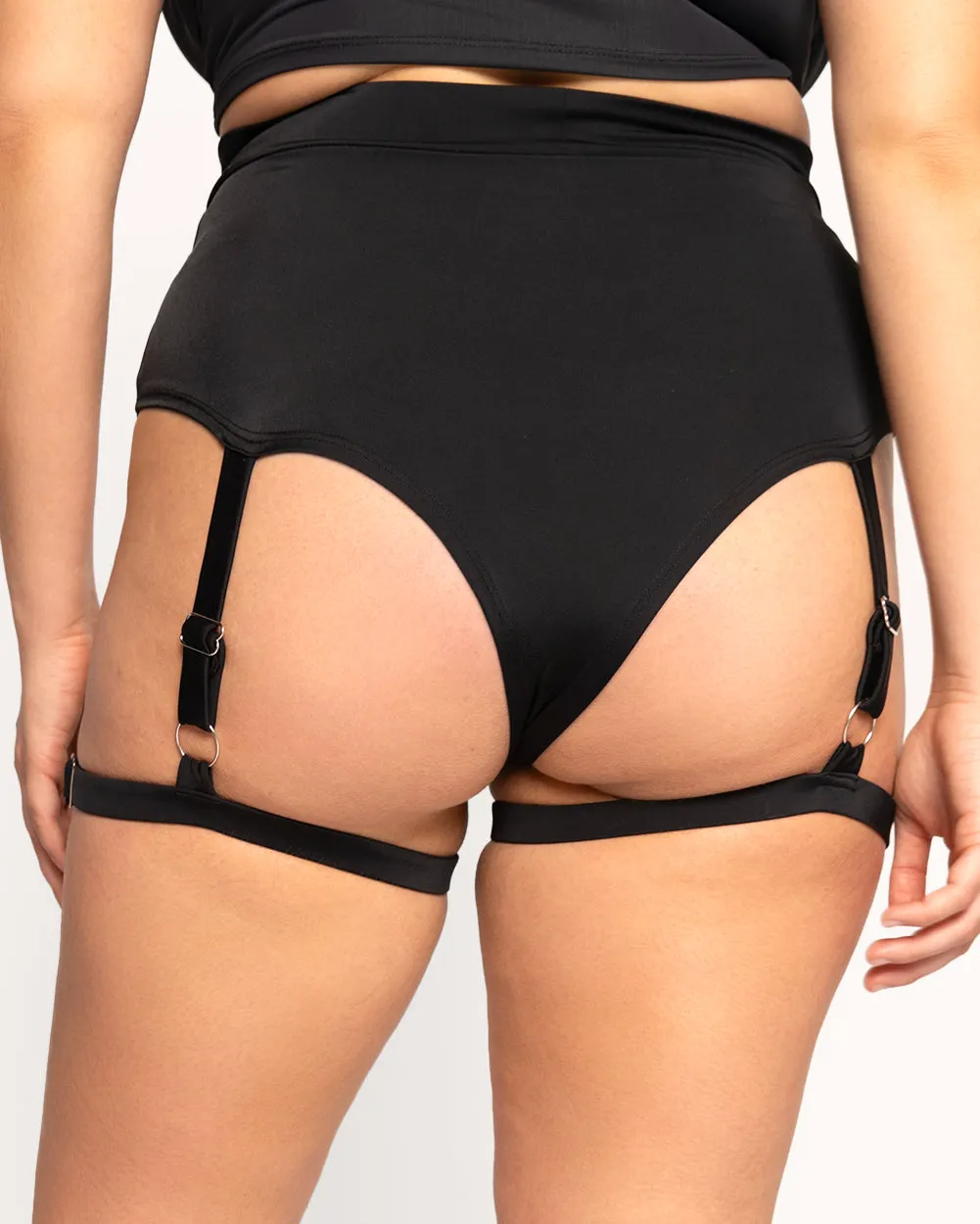 Bring on the Night Recycled Fabric Bottom With Leg Harness - Black