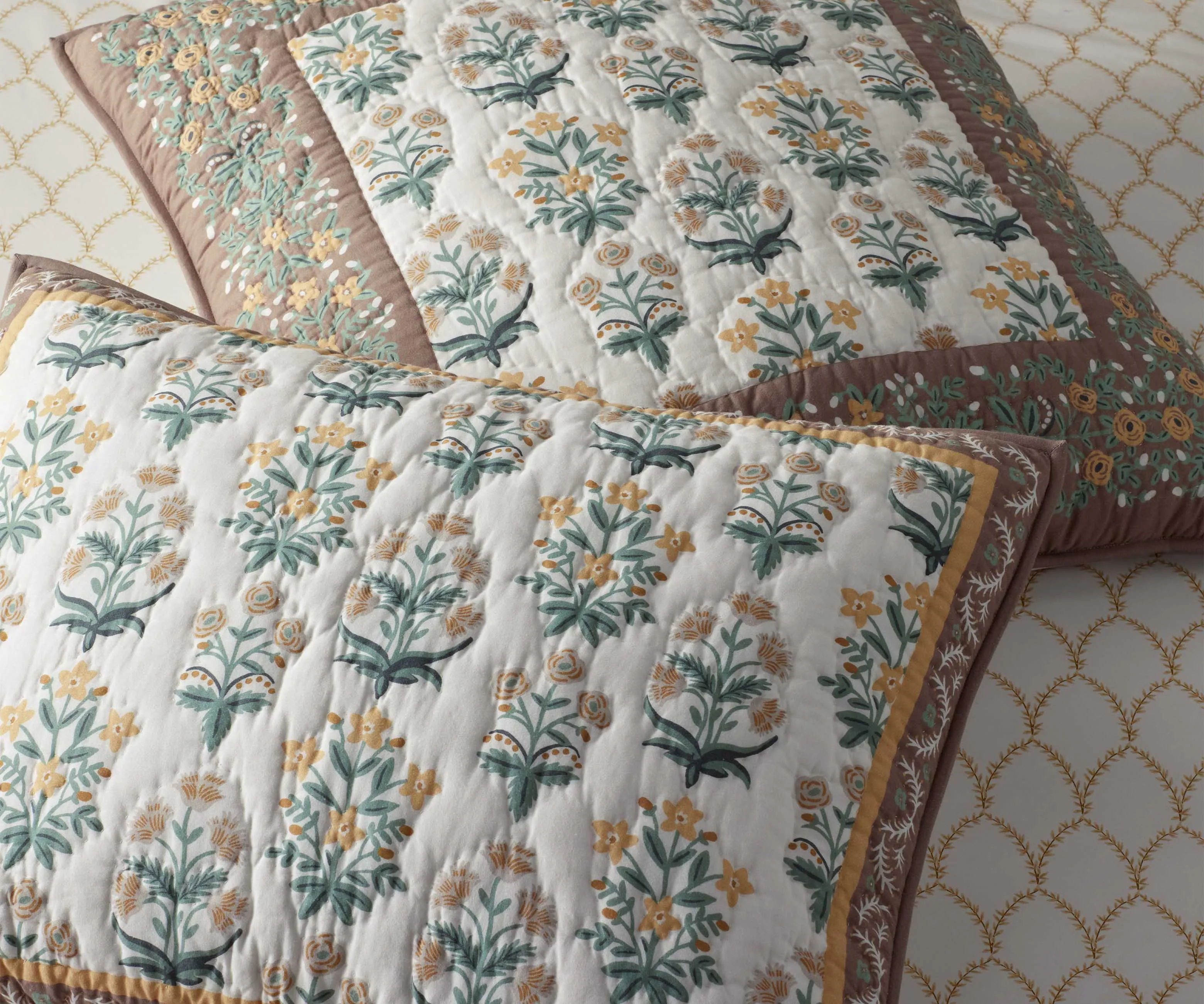 Cotton Quilted Sham - Mughal Rose