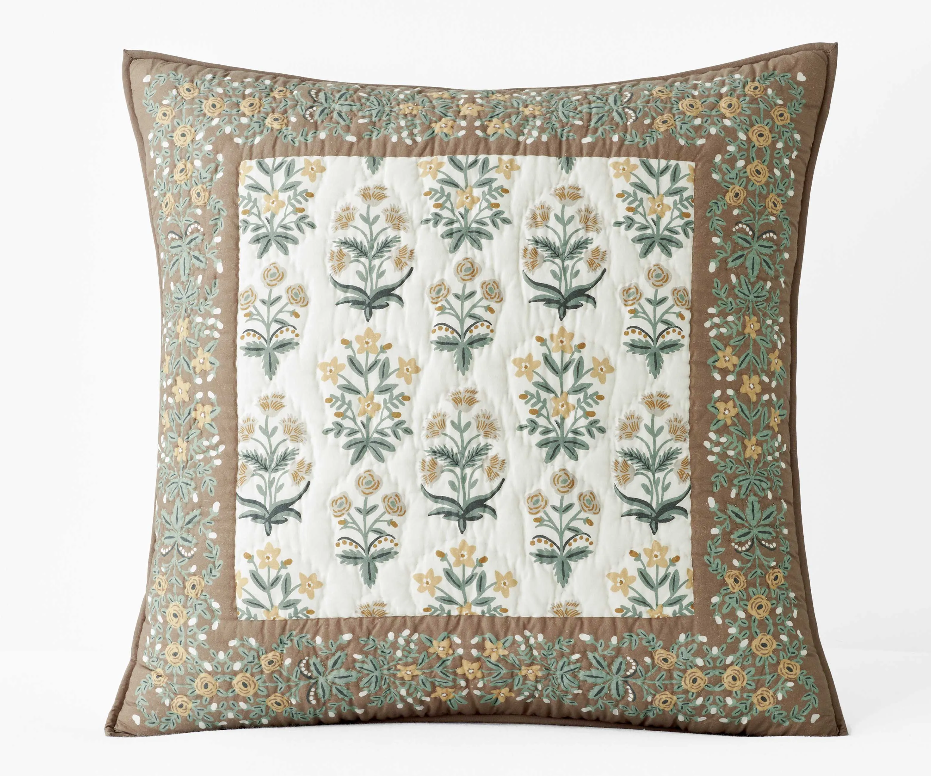 Cotton Quilted Sham - Mughal Rose