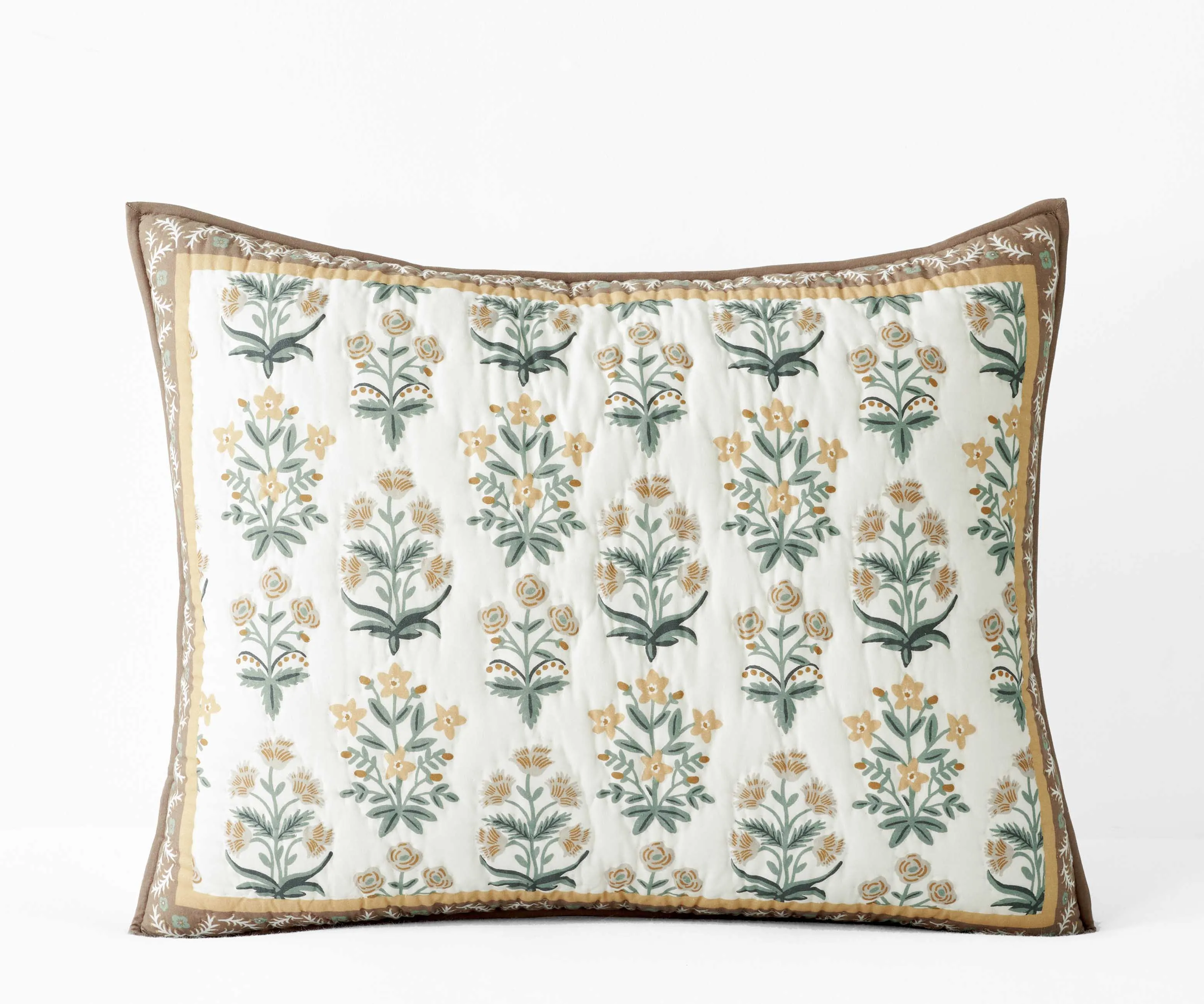 Cotton Quilted Sham - Mughal Rose