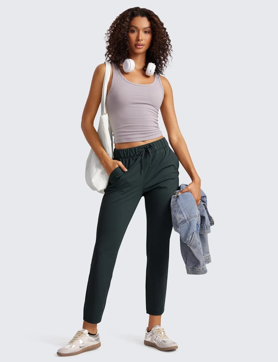 CRZ YOGA Womens 4-Way Stretch Ankle Golf Pants 7/8 Casual Dress Work Athletic Travel Workout Sweatpants with Pockets