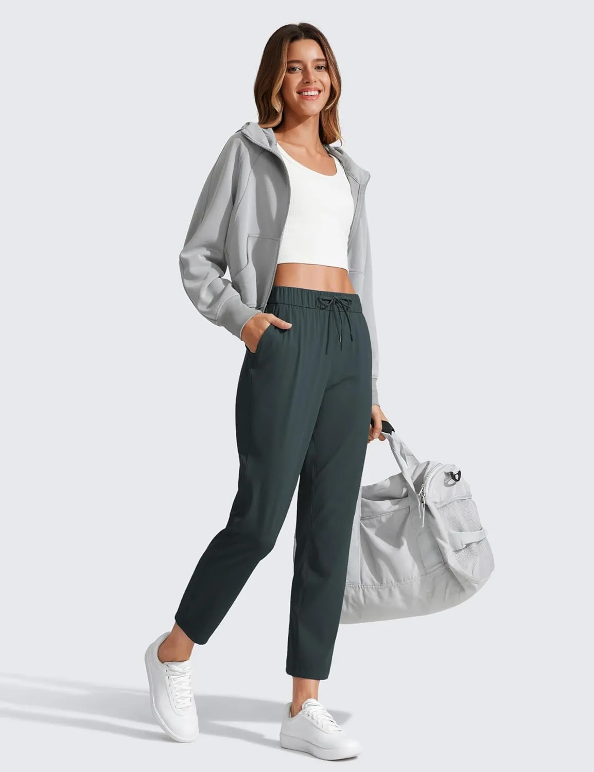 CRZ YOGA Womens 4-Way Stretch Ankle Golf Pants 7/8 Casual Dress Work Athletic Travel Workout Sweatpants with Pockets