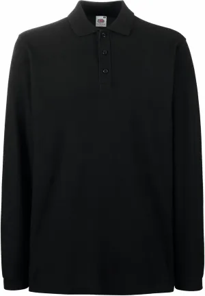 Fruit of the Loom Mens Premium Long Sleeve Polo Shirt (XL) (Black)