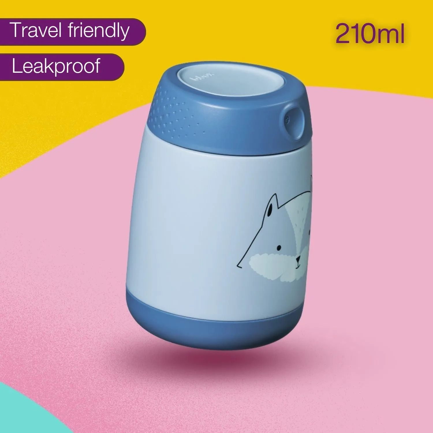Insulated Mini Food Jar 210ml Friendly fox Blue