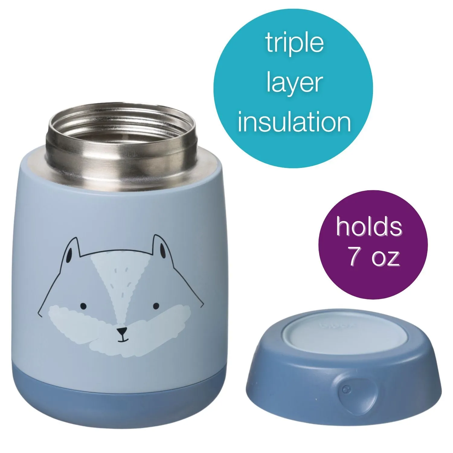 Insulated Mini Food Jar 210ml Friendly fox Blue