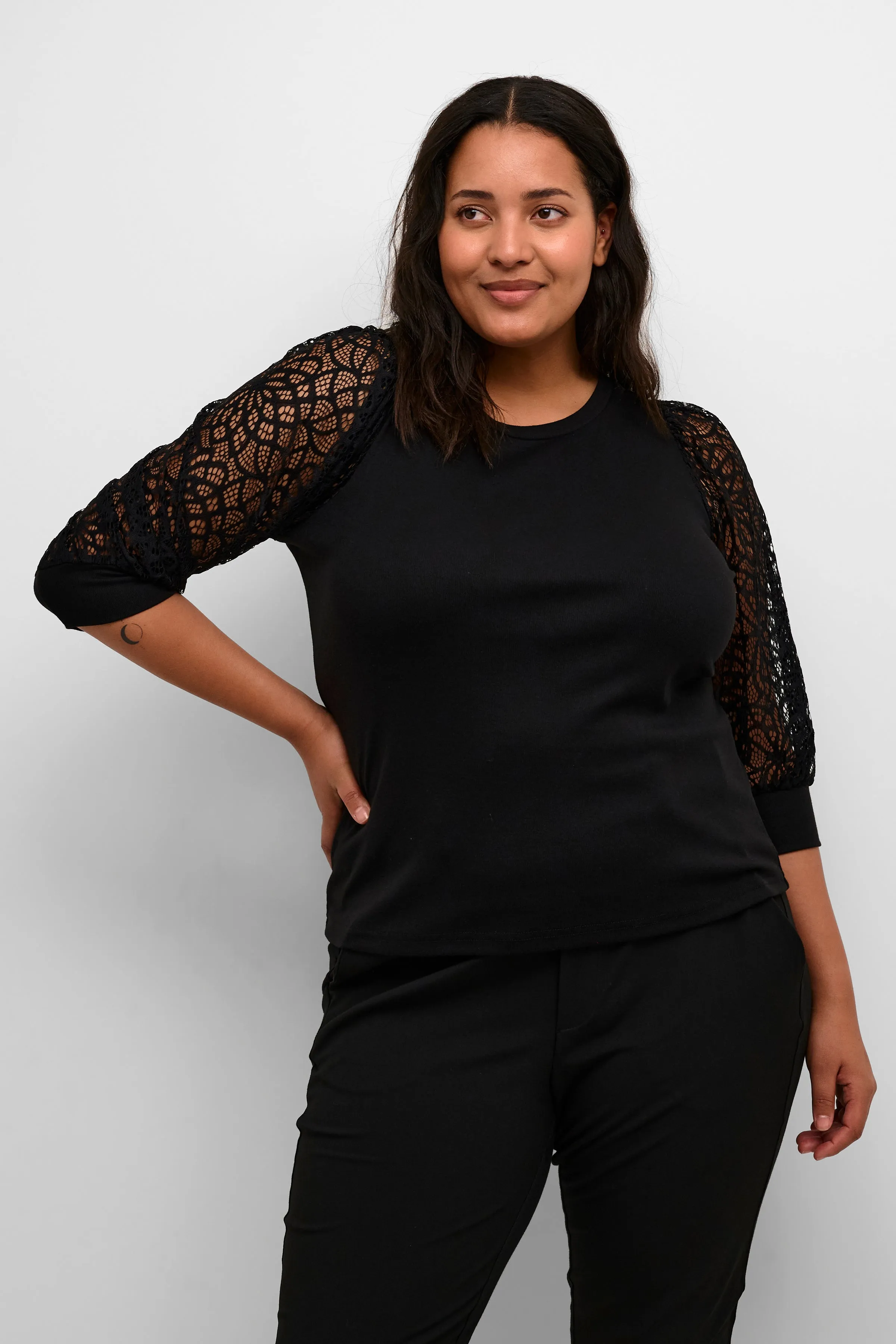 Kaffe Curve Bella Lace Top in Black