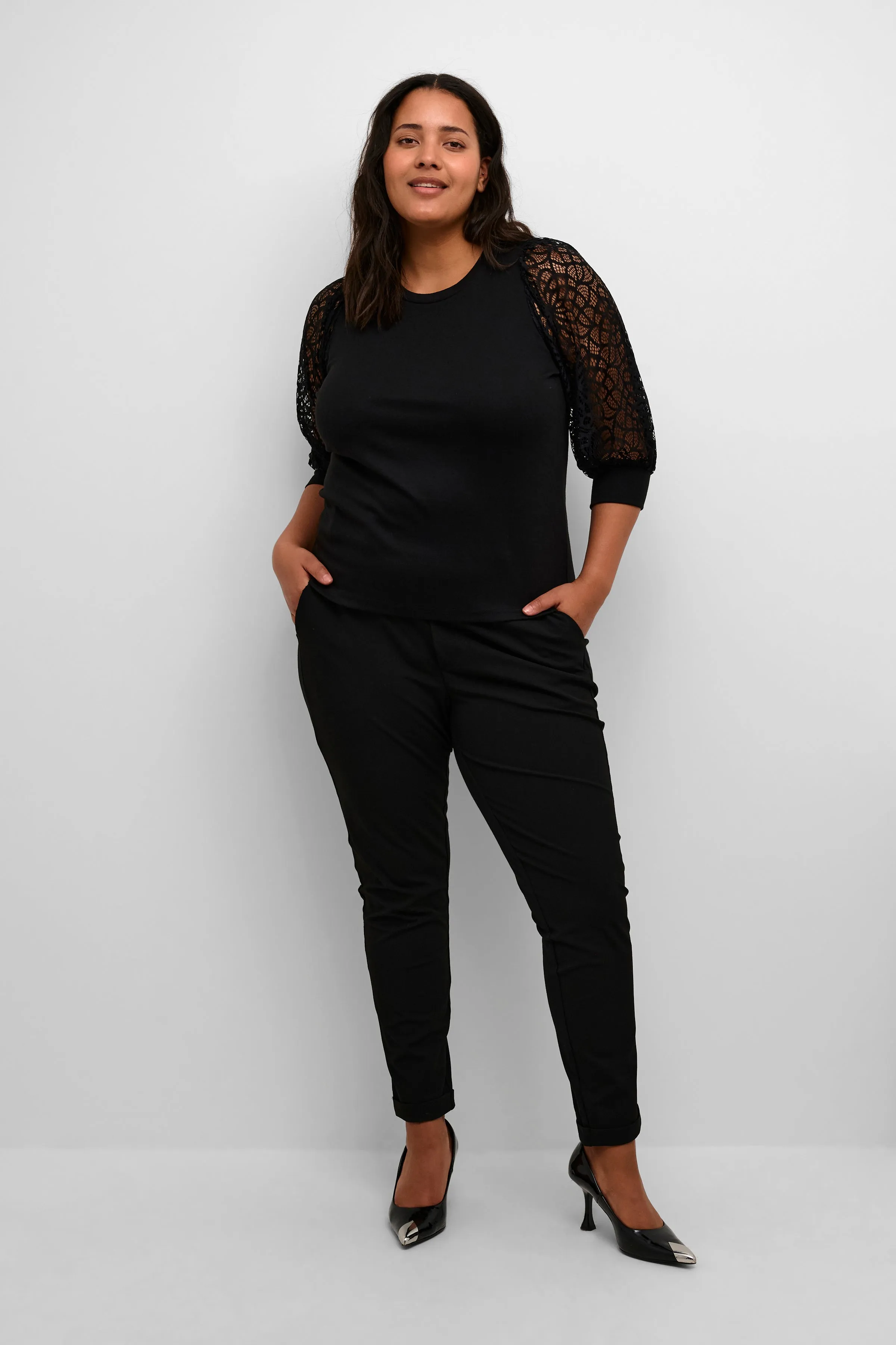Kaffe Curve Bella Lace Top in Black