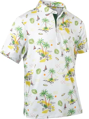 Mens Golf Shirts Quick Dry Moisture Wicking Casual Short Sleeve Performance Athletic Print Collared Stylish Men Polo Shirt