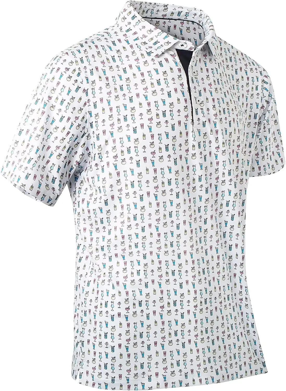 Mens Golf Shirts Quick Dry Moisture Wicking Casual Short Sleeve Performance Athletic Print Collared Stylish Men Polo Shirt