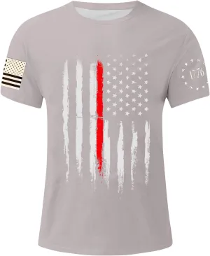 Men's Shirt Sleeve 1776 USA Flag Graphic Dry Fit Cotton Comfortable T-Shirts Independence Day Shirts