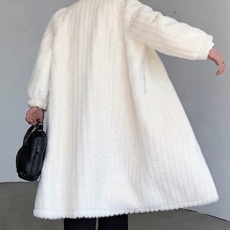 Men's Warm Coat Autumn New Fashion Fur Cotton Knee Length Stand Collar Male White Outwear Men Clothing Simple 9C3599
