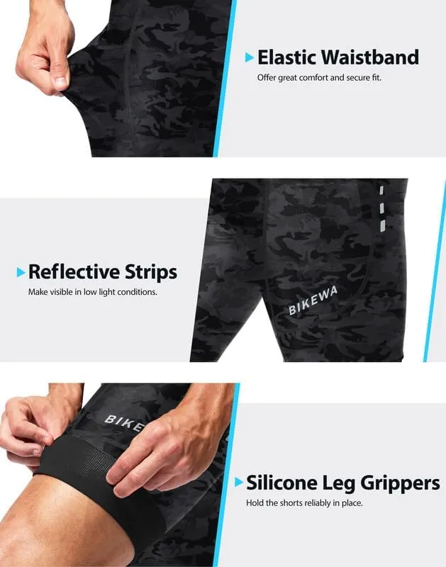 Padded Bike Shorts for Men 4D Cycling Road Riding Biking Padding Bicycle Shorts with Phone Pockets