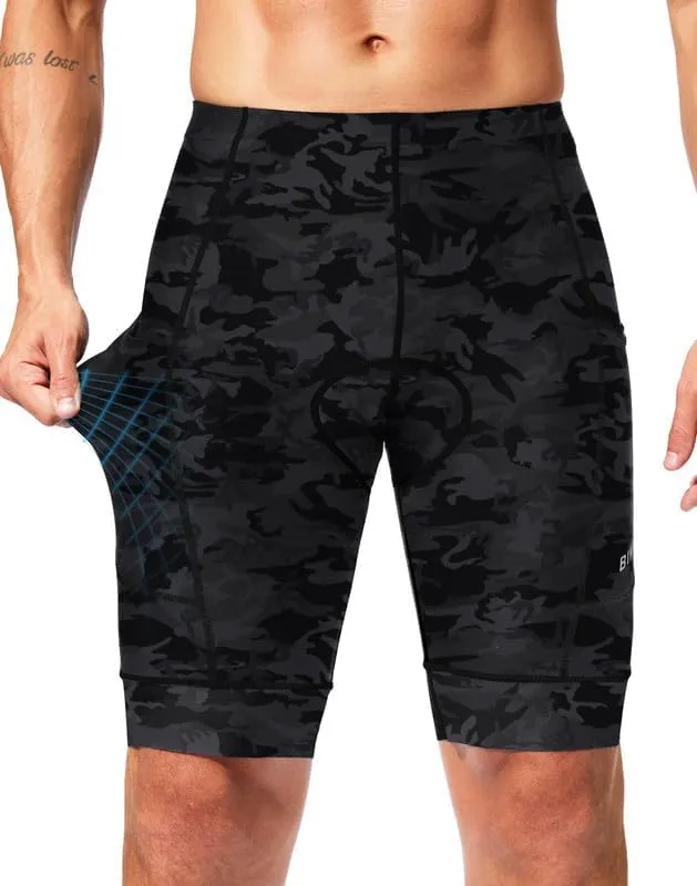 Padded Bike Shorts for Men 4D Cycling Road Riding Biking Padding Bicycle Shorts with Phone Pockets