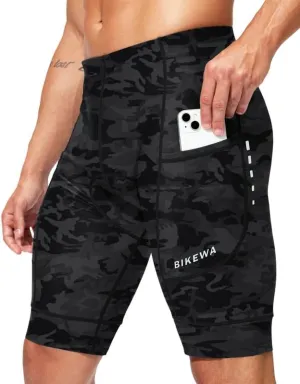 Padded Bike Shorts for Men 4D Cycling Road Riding Biking Padding Bicycle Shorts with Phone Pockets
