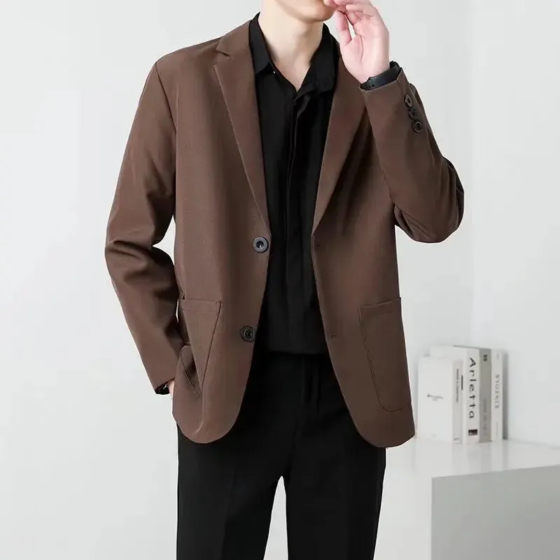 Simple Men's Suit Jackets Slim Single Breasted Business Casual Solid Color Male Blazer Korean Style New Autumn 9C6754