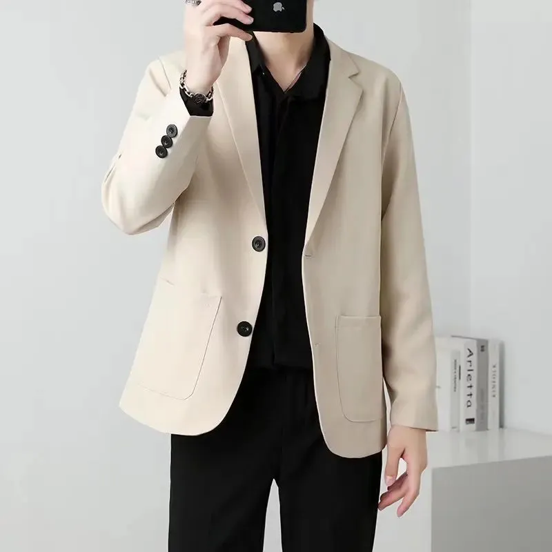 Simple Men's Suit Jackets Slim Single Breasted Business Casual Solid Color Male Blazer Korean Style New Autumn 9C6754