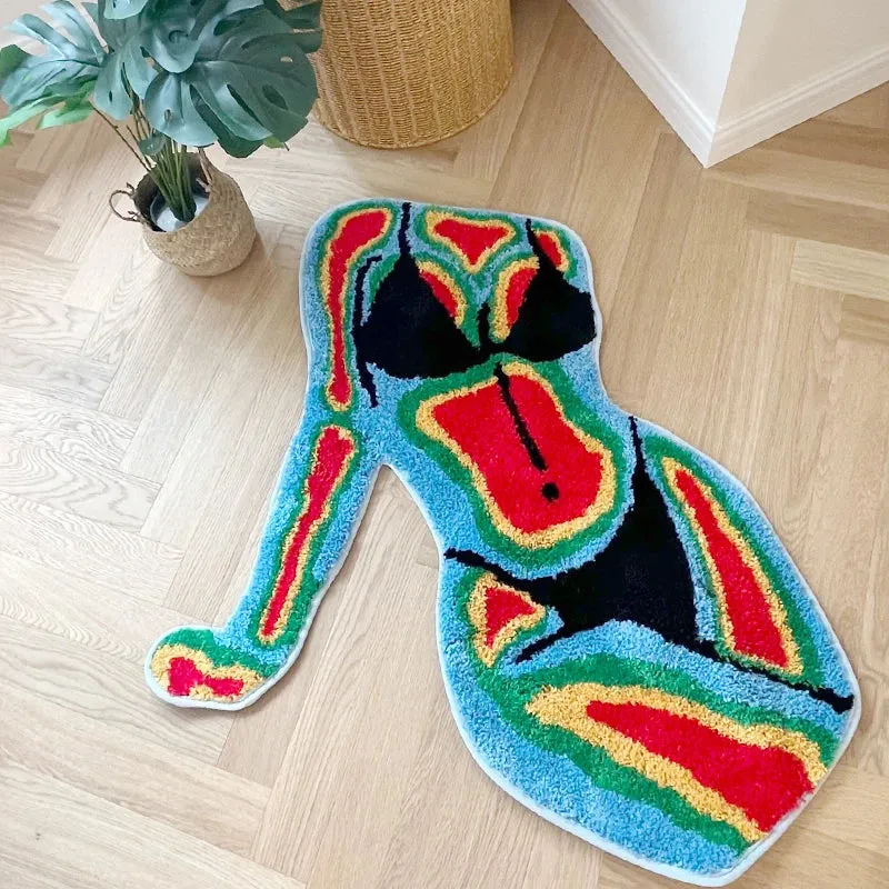SINOTAO  -  Handmade Female Body Rug Shape Tufted Carpet Plush Fluffy Soft Multiple Color Home Decor Living Room Bedroom Room aesthetic