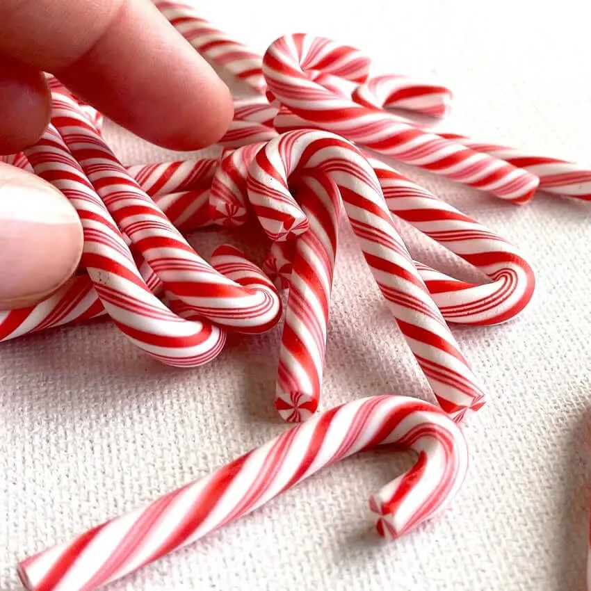 Small Candy Cane Christmas tree sweet decorations 45mm red white