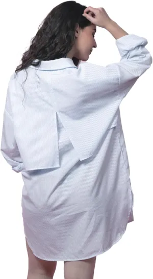 Stylish Oversized Pocket Detail Split Cuff Shirt Dress - Drop Shoulder Loose Fit One Size Boyfriend Shirt