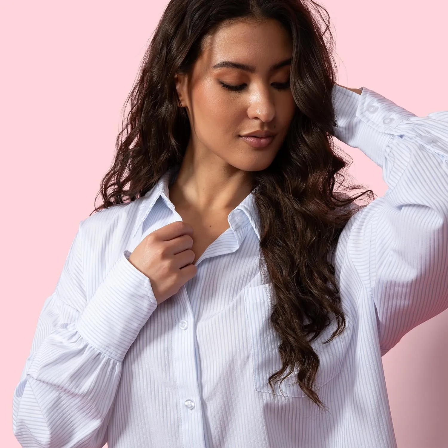 Stylish Oversized Pocket Detail Split Cuff Shirt Dress - Drop Shoulder Loose Fit One Size Boyfriend Shirt