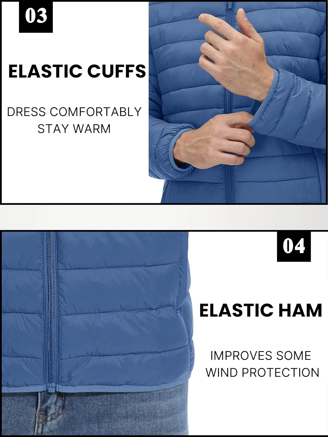 TACVASEN Puffer Jacket for Men Winter Warm Winter Lightweight Coat Water Repellent Windproof Insulated Jacket
