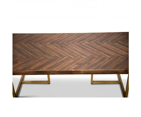Tuberose Coffee Table 120cm Solid Acacia Wood Home Herringbone Parquet - Brown
