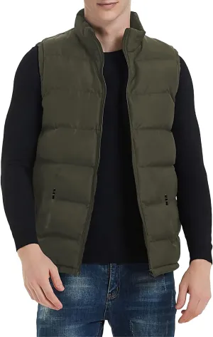 TUVEKE Men's Puffer Vest Water-Resistant winter outdoor Zipper Sleeveless Warm puffey jacket Size M To 3XL(Multicolor)