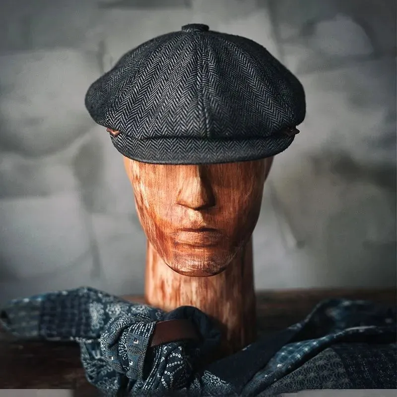 Vintage Tweed Wool Grey Octagonal Hat