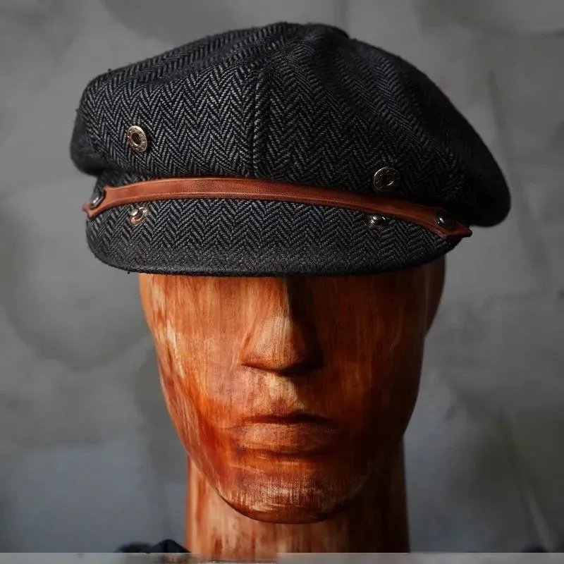 Vintage Tweed Wool Grey Octagonal Hat