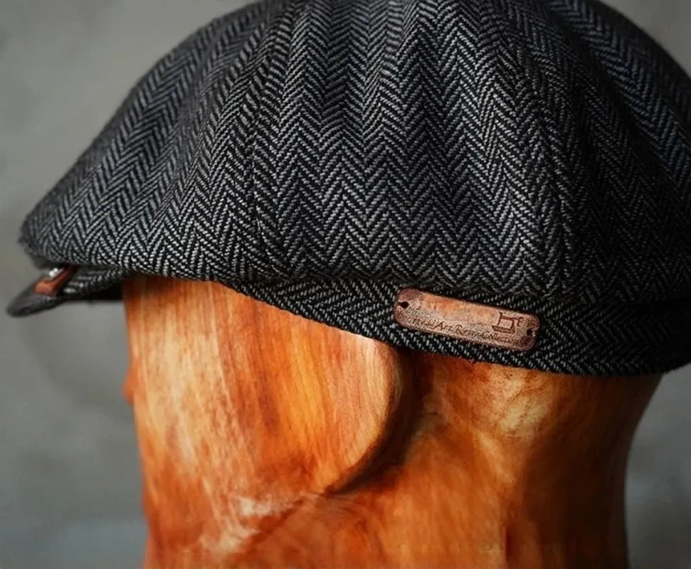 Vintage Tweed Wool Grey Octagonal Hat