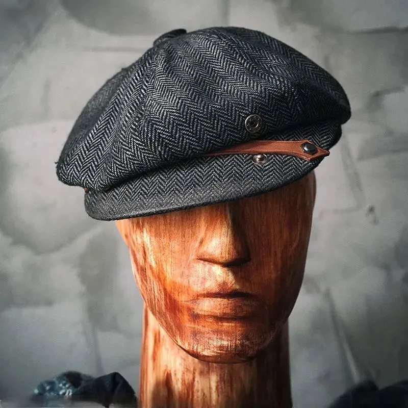 Vintage Tweed Wool Grey Octagonal Hat
