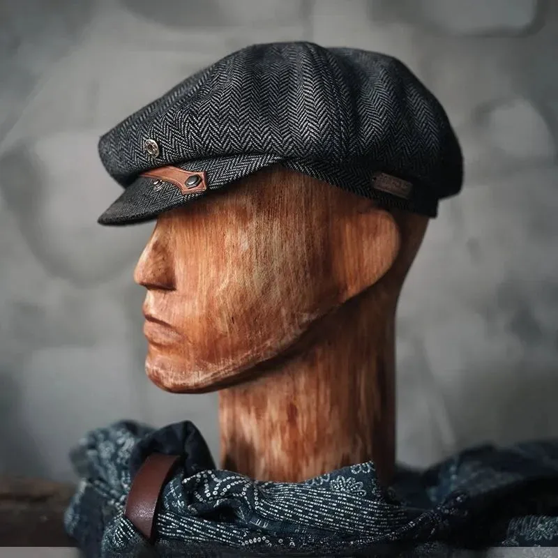 Vintage Tweed Wool Grey Octagonal Hat