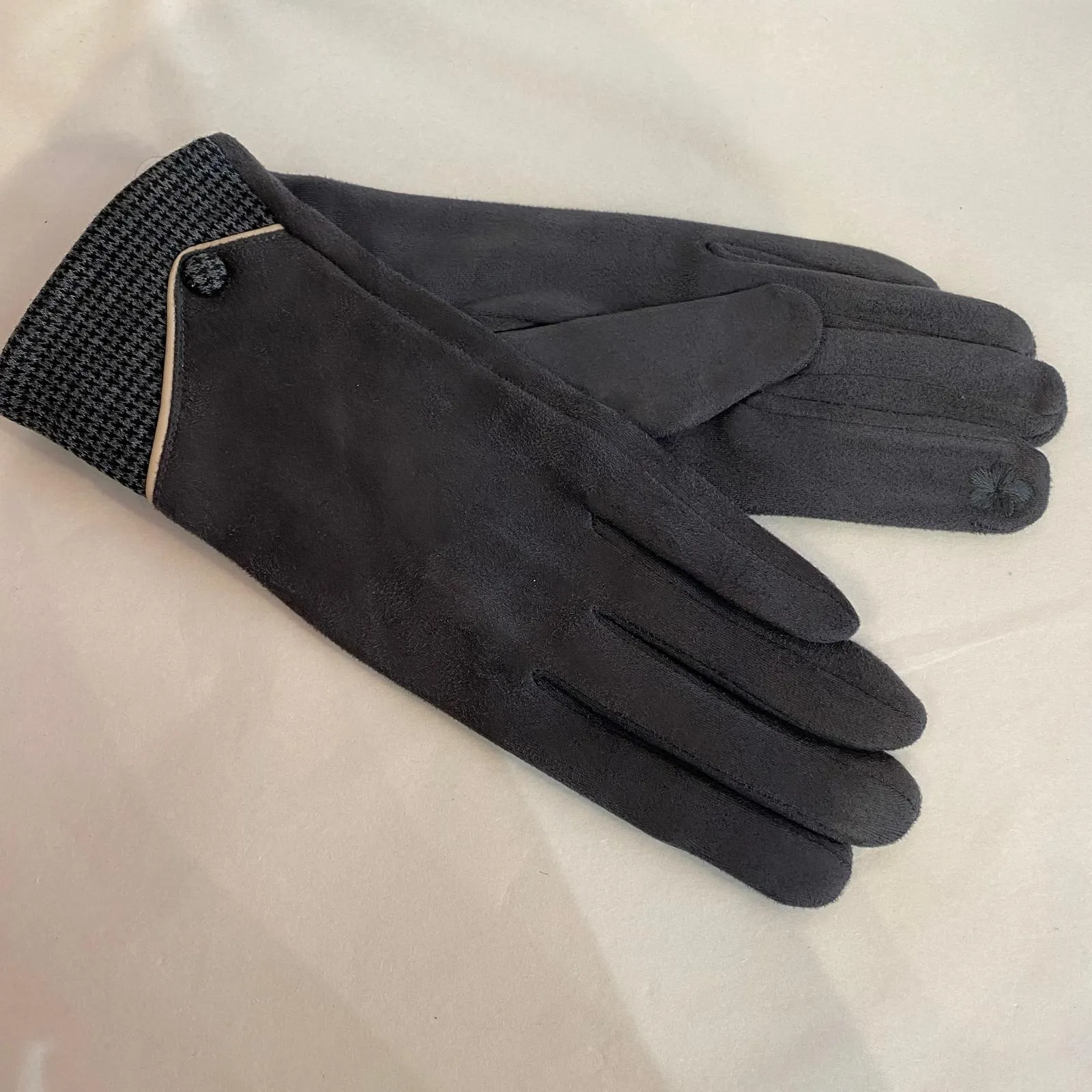Winter Gloves -  Grey Suedette