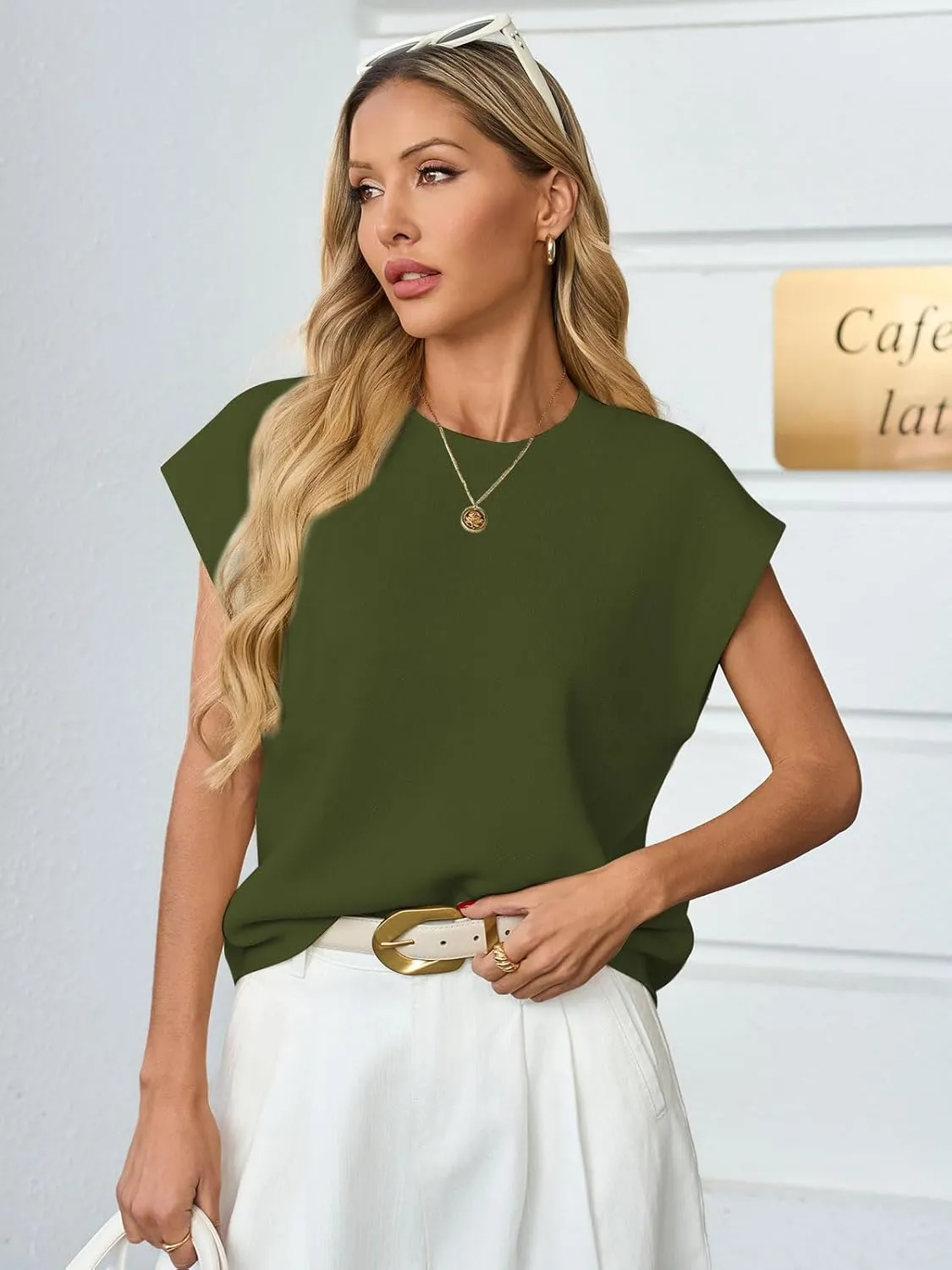 Womens Sleeveless Sweater Vest Crewneck Cap Sleeve Knit Tops Trendy 2025 Summer Business Casual Shirts Tank Top