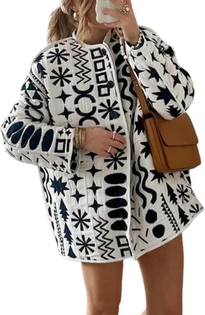 Yimoon Womens Quilted Jacket Lightweight Floral Print Padded Puffer Coat Button Down Puffy Cardigan Outwear