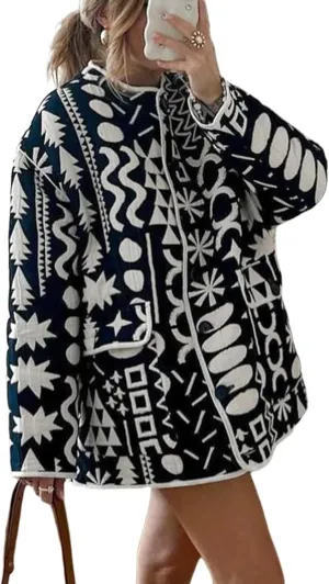 Yimoon Womens Quilted Jacket Lightweight Floral Print Padded Puffer Coat Button Down Puffy Cardigan Outwear