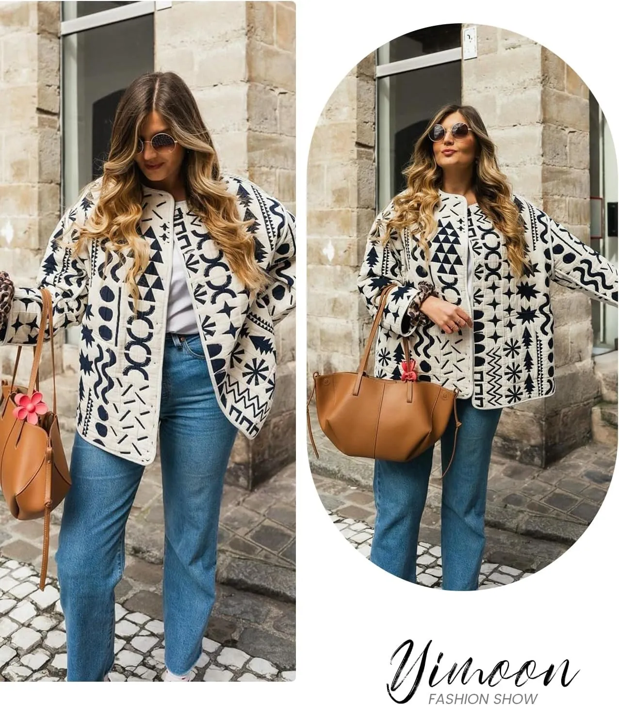Yimoon Womens Quilted Jacket Lightweight Floral Print Padded Puffer Coat Button Down Puffy Cardigan Outwear