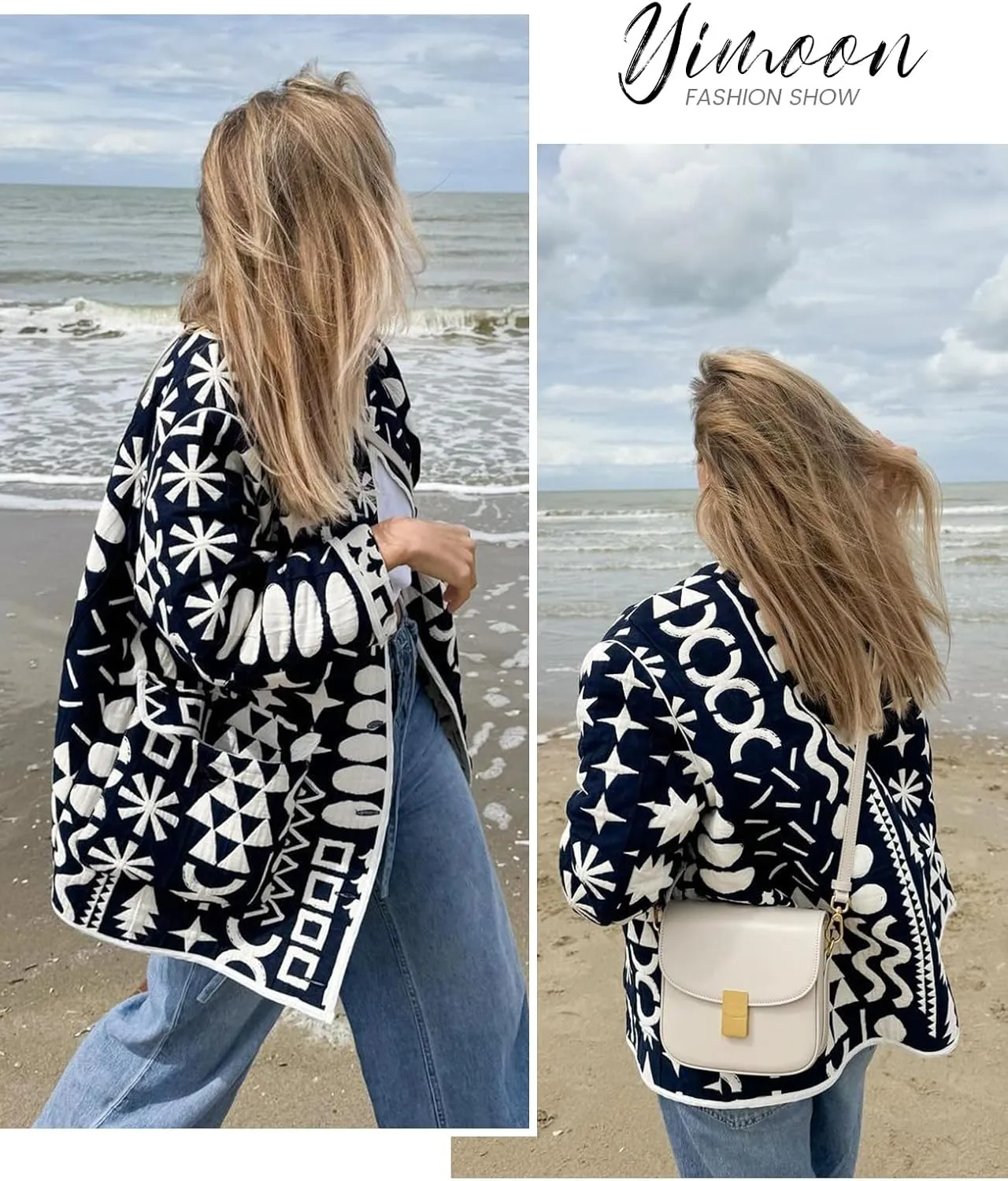Yimoon Womens Quilted Jacket Lightweight Floral Print Padded Puffer Coat Button Down Puffy Cardigan Outwear
