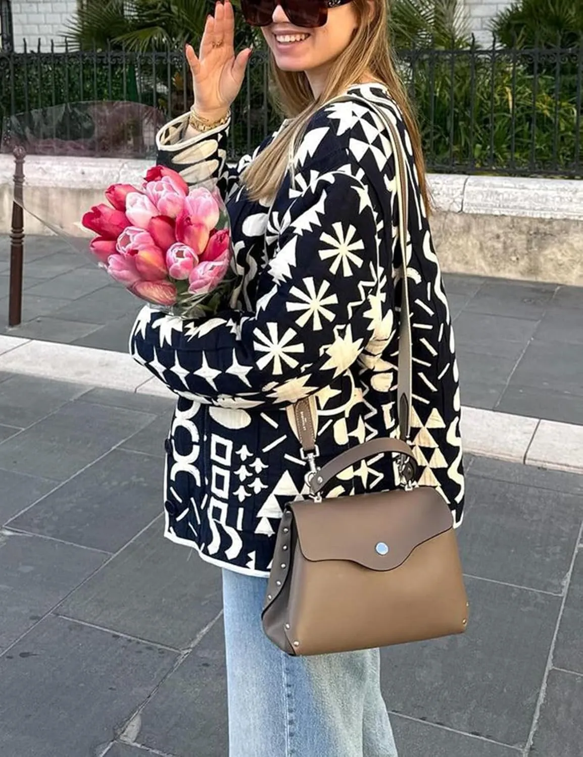 Yimoon Womens Quilted Jacket Lightweight Floral Print Padded Puffer Coat Button Down Puffy Cardigan Outwear