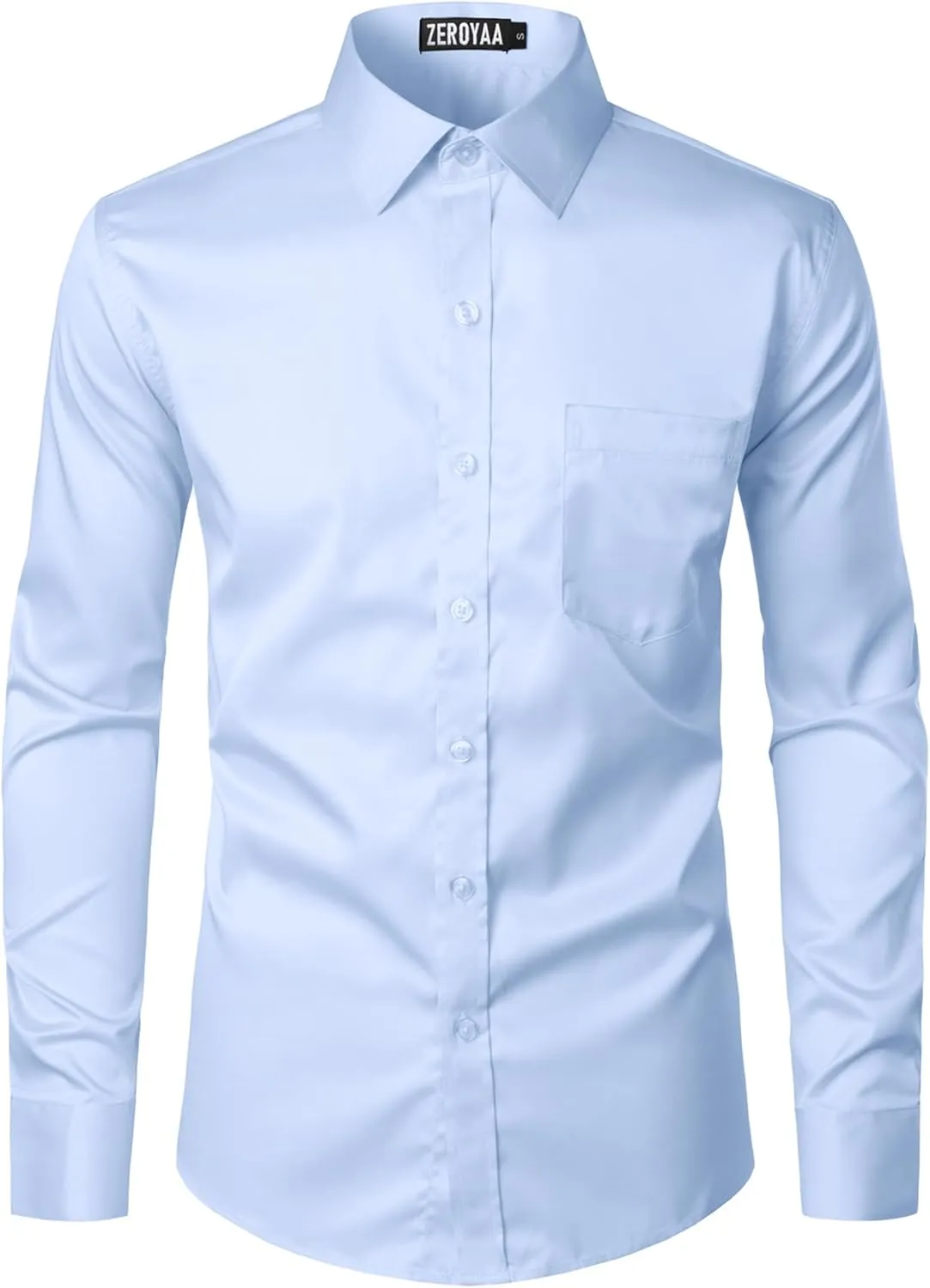 ZEROYAA Men's Urban Stylish Casual Business Slim Fit Long Sleeve Button Up Dress Shirt with Pocket