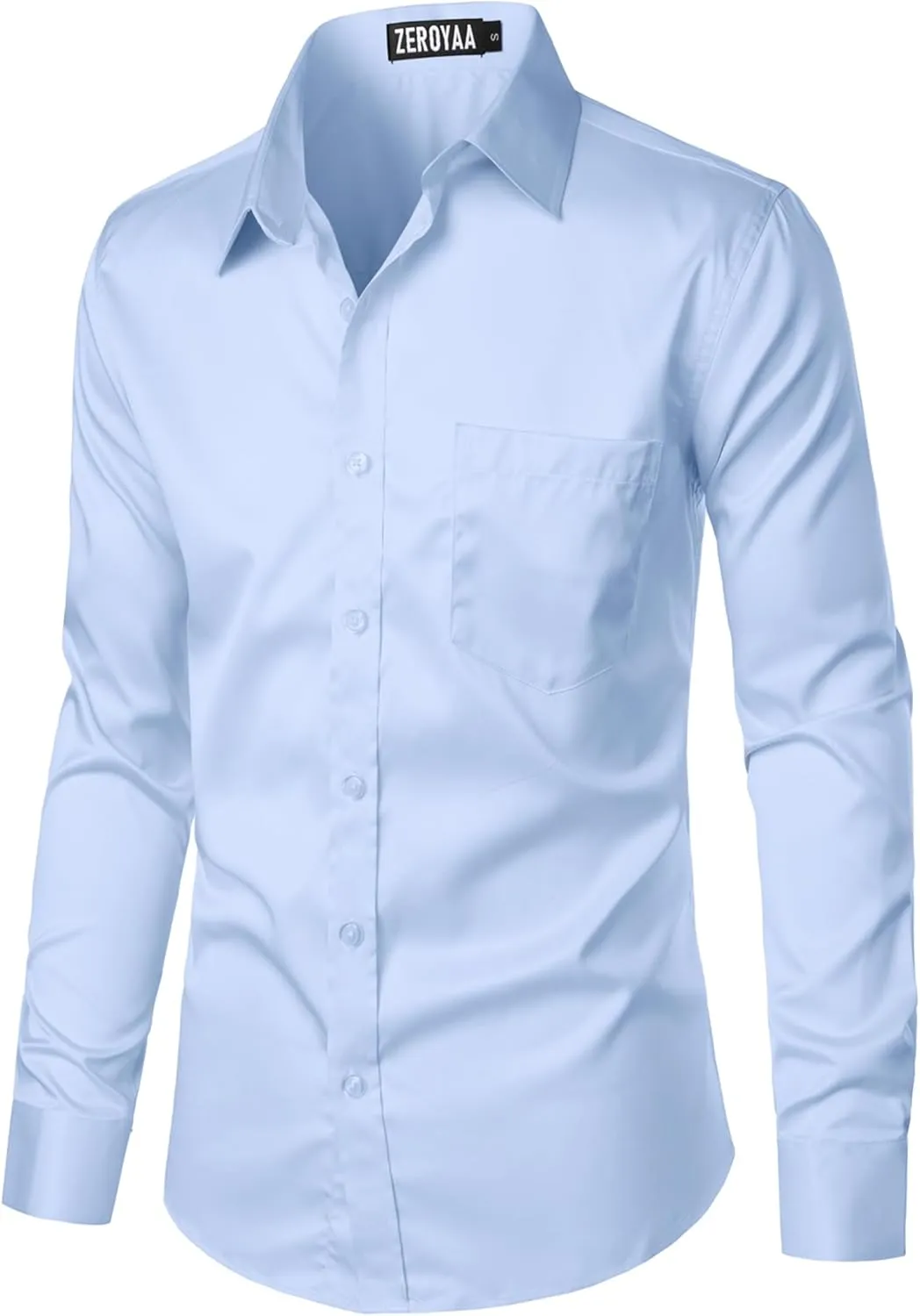 ZEROYAA Men's Urban Stylish Casual Business Slim Fit Long Sleeve Button Up Dress Shirt with Pocket